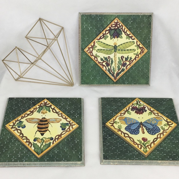 ButterFly DragonFly & Bee Plaque Set - Picture 1 of 8